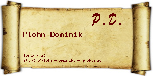 Plohn Dominik névjegykártya